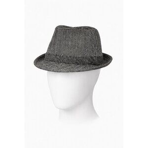Weatherproof Herringbone Fedora Hat Black Gray Wool  blen Lined